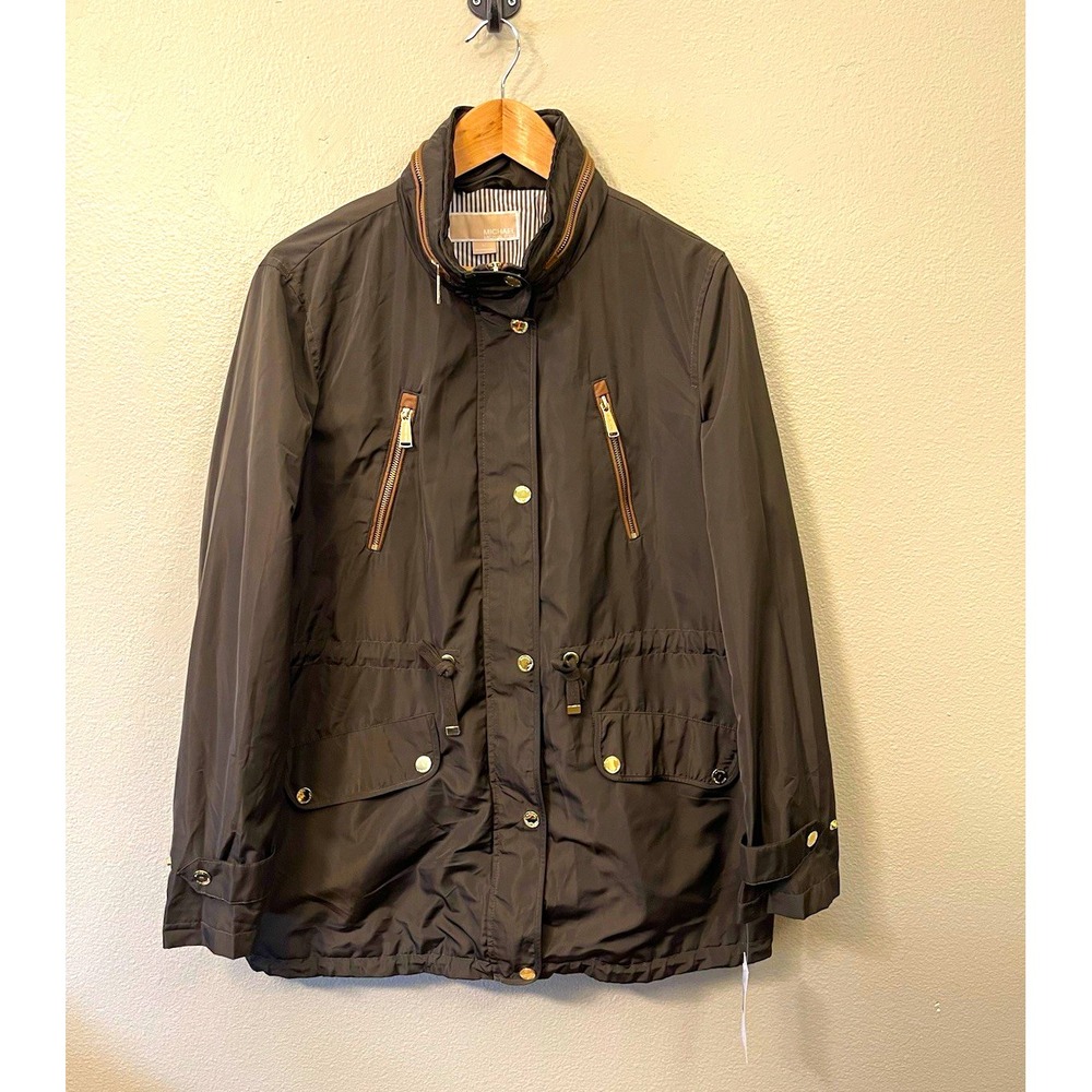 NEW Michael Kors Women's Utility Jacket Hood Zip Up Water Repellant Gorpcore XL